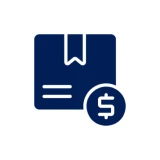 Icon of a package with a dollar sign.